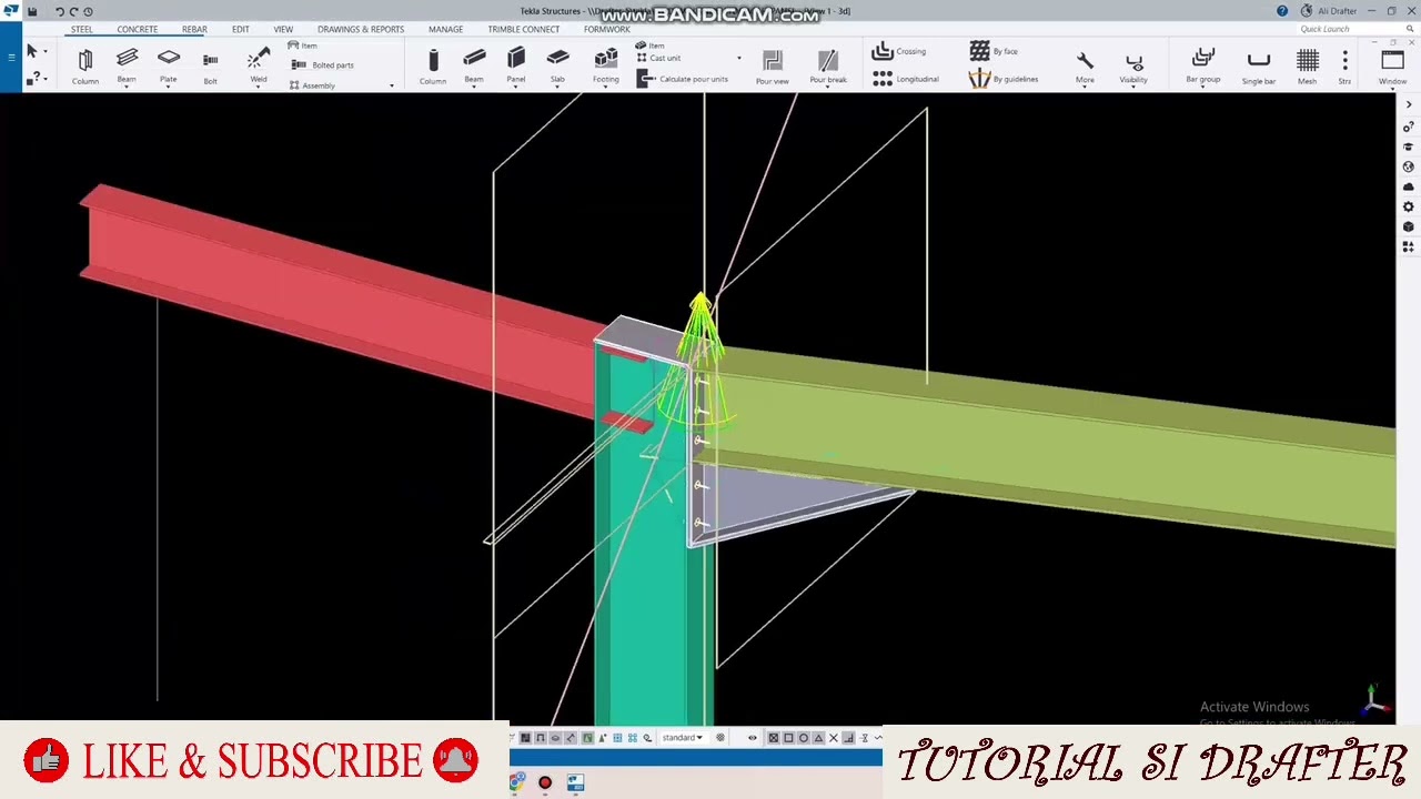 TEKLA STRUCTURE 2023 TUTORIAL 2~Join beam to column | pertemuan balok dengan kolom #teklastructures
