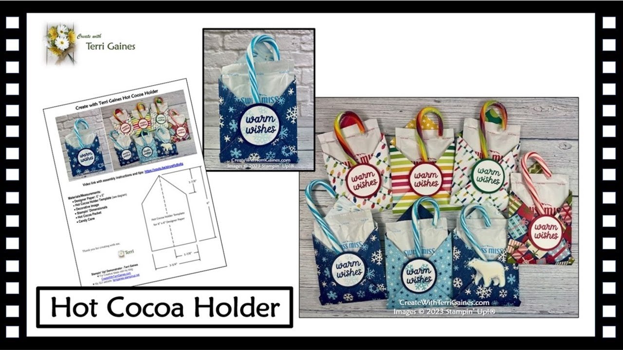 Easy Hot Cocoa Holder made with 6 x 6 Designer Paper & Template (no tools needed) - FREE PDF