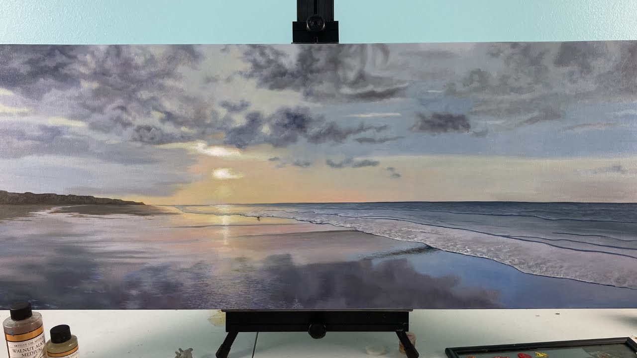 Landscape Time Lapse | Sunset Seascape Oil Painting | Realistic Landscape Painting