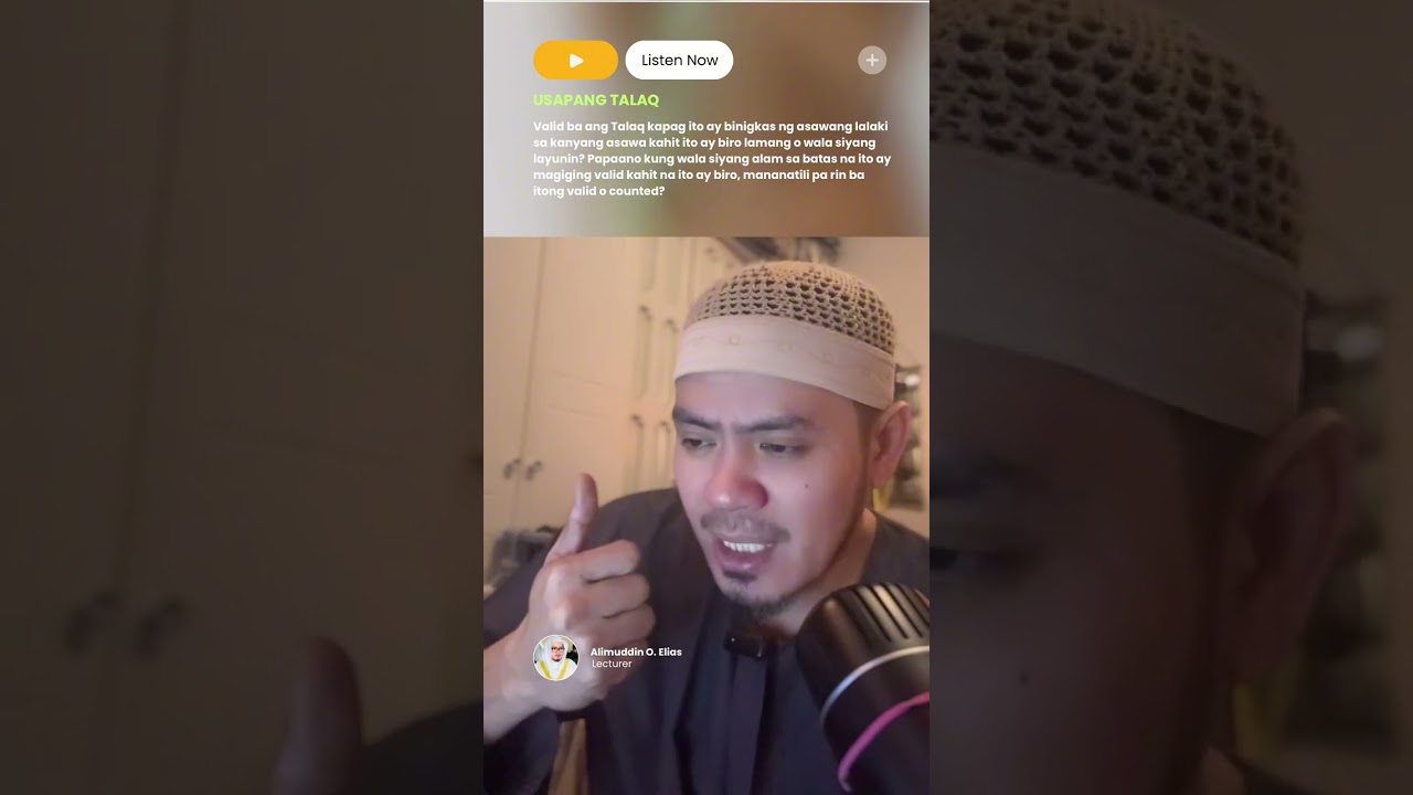 USAPING TALAQ : VALID BA ANG TALAQ KAHIT NA HINDI ALAM ANG BATAS NITO