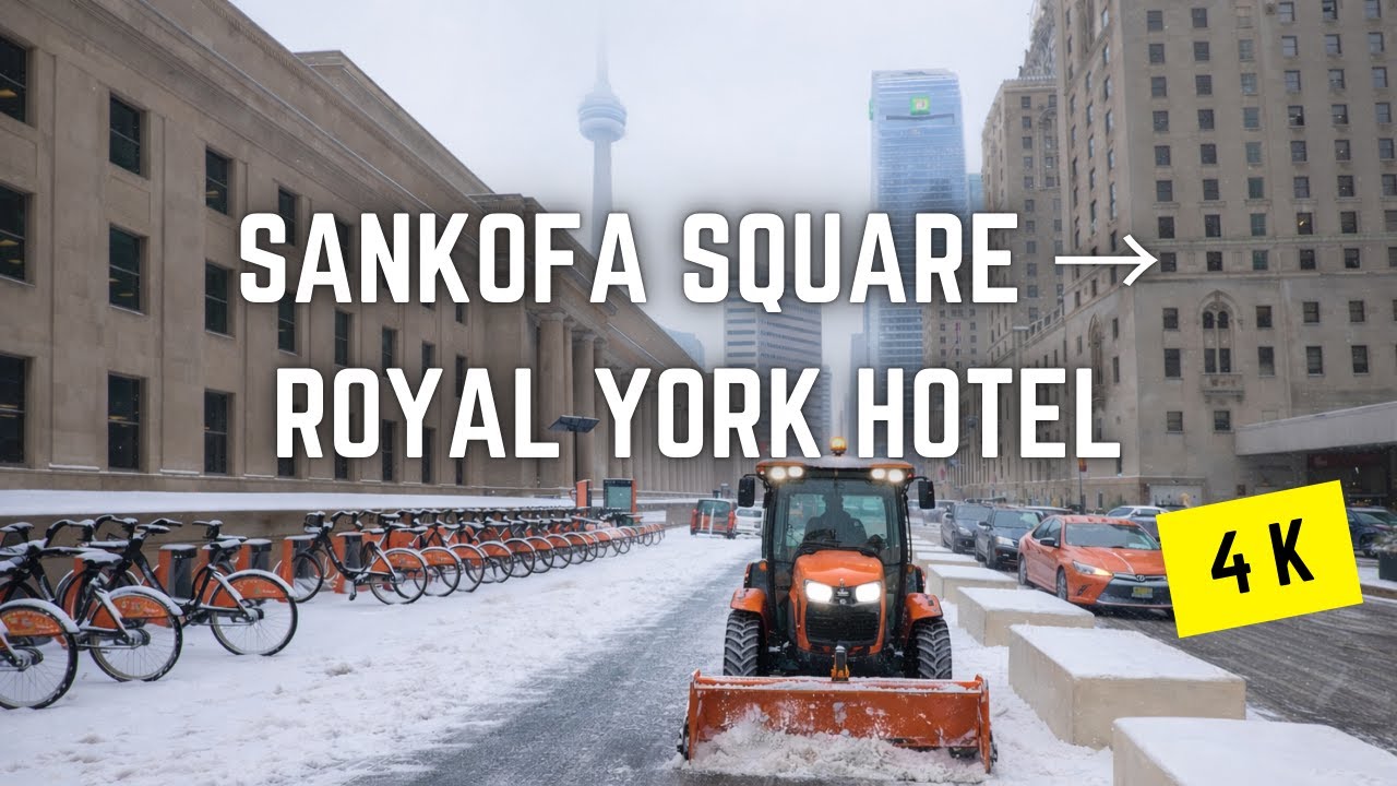 Toronto 🇨🇦 Winter Walk ❄️ | Sankofa (Yonge-Dundas) Square to Royal York Hotel via Bay St, 4K