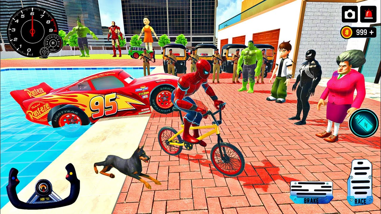 🥰 Spiderman Mc Queen Car 🦚 Thung Thung  Scary Teacher Ben 🔟 🎊 Police Modified Car Showroom 🎉3D 🆕Game