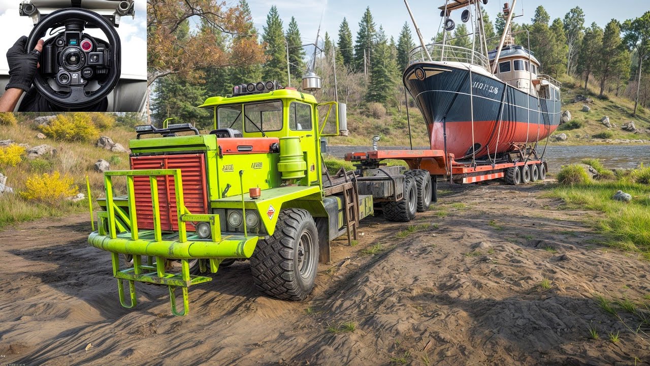 SnowRunner - Transporting a Heavy Titanic Boat With Pacific P12 | Logitech G29 Gameplay | #1023