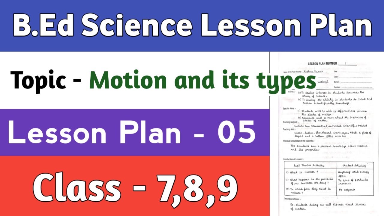 B.Ed science lesson plan | Motion and its types