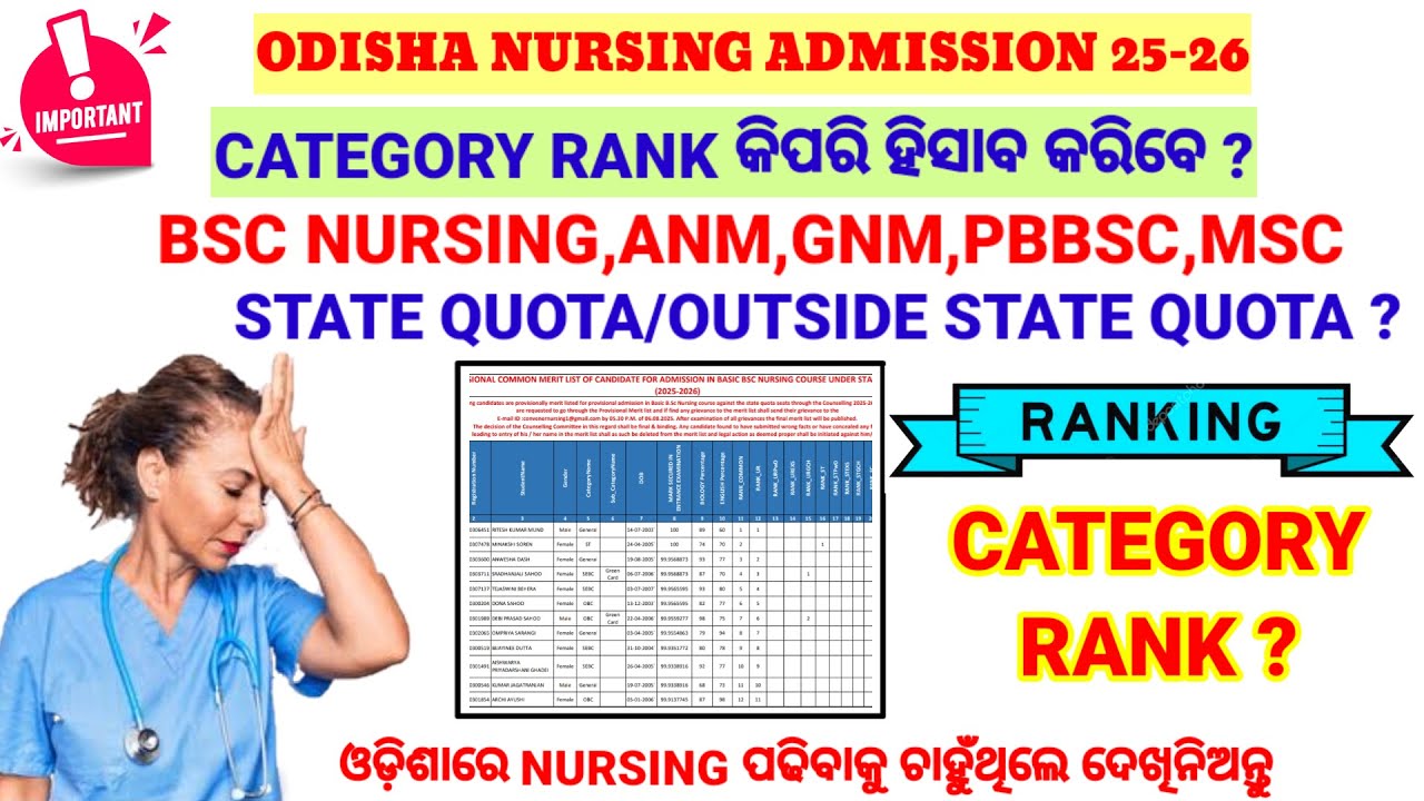 🔴NURSING MERIT LIST🧾CATEGORY RANK କିପରି ଜାଣିବେ❓ODISHA NURSING ADMISSION 2025-26 || BSC,ANM,GNM,PBBSC