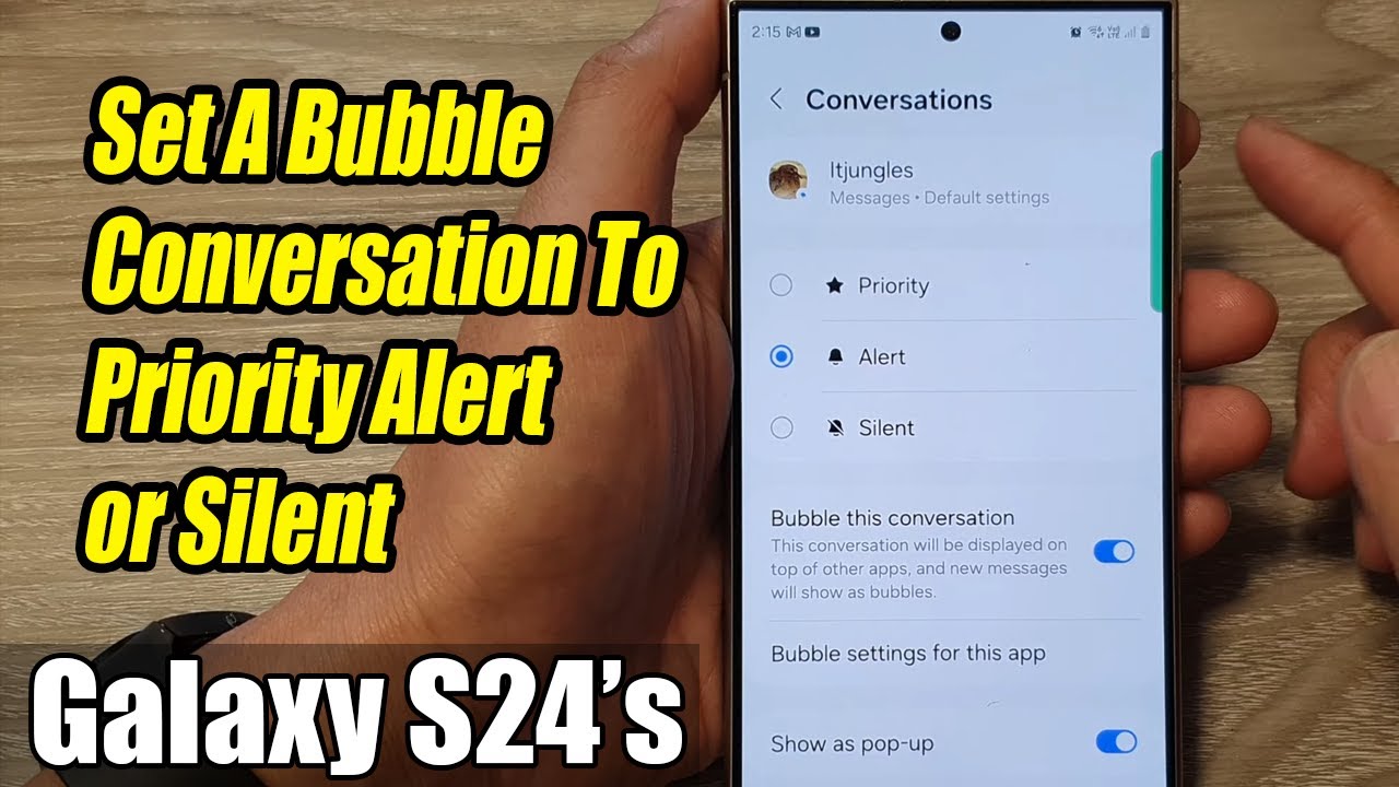 Galaxy S24/S24+/Ultra: How to Set A Bubble Conversation To Priority Alert or Silent
