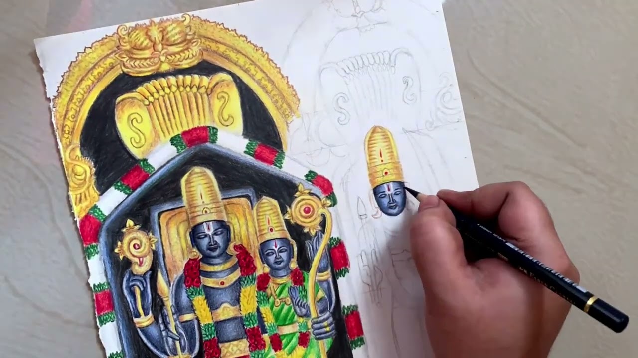 Bhadrachalam Rama drawing | lord seetarama drawing| Timelapse video | neerajakanna 