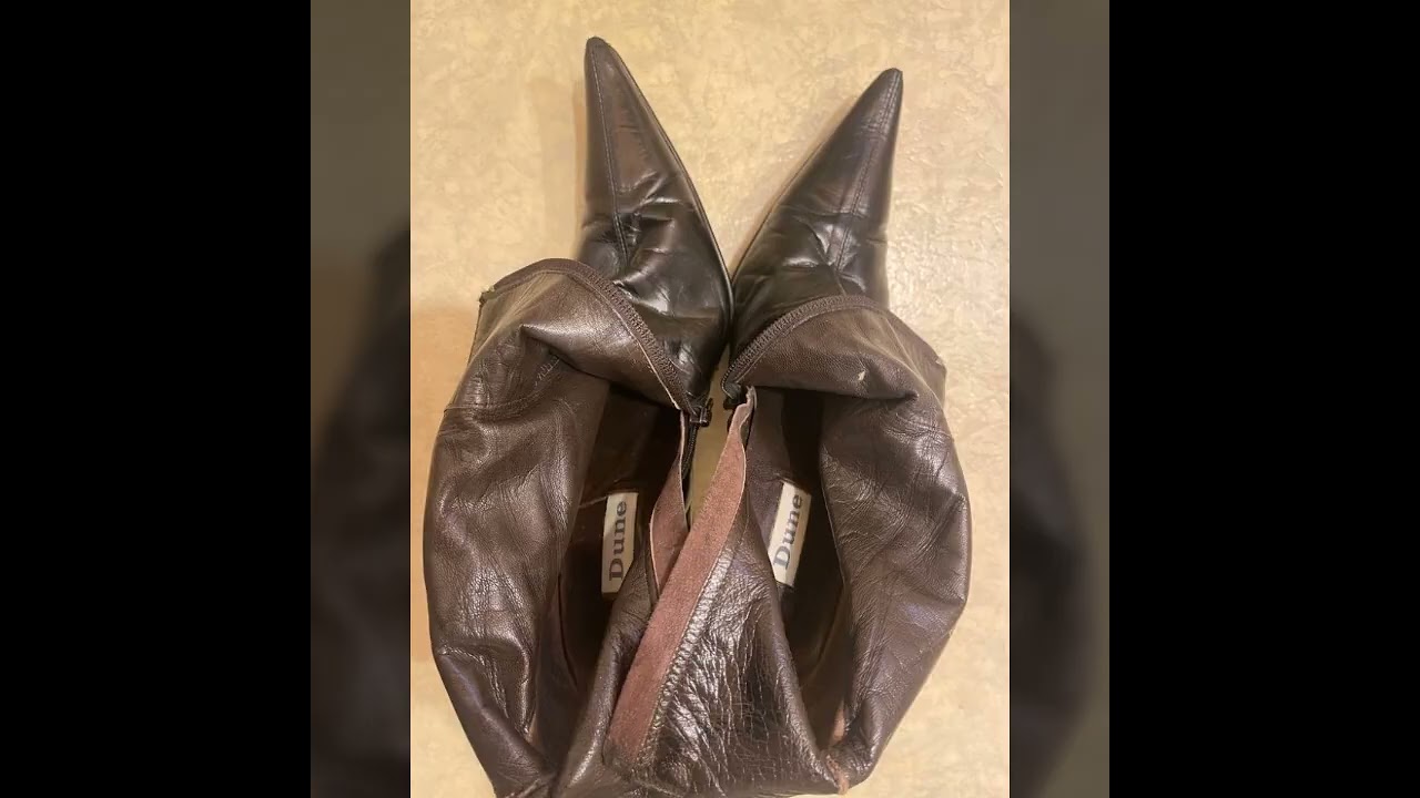 Классные и потрясающие кожаные сапоги на высоком каблуке