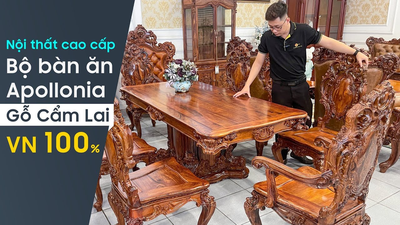 Đồ gỗ Sơn Đông | Bàn ăn Apollonia 100% Cẩm Lai VN độc đáo