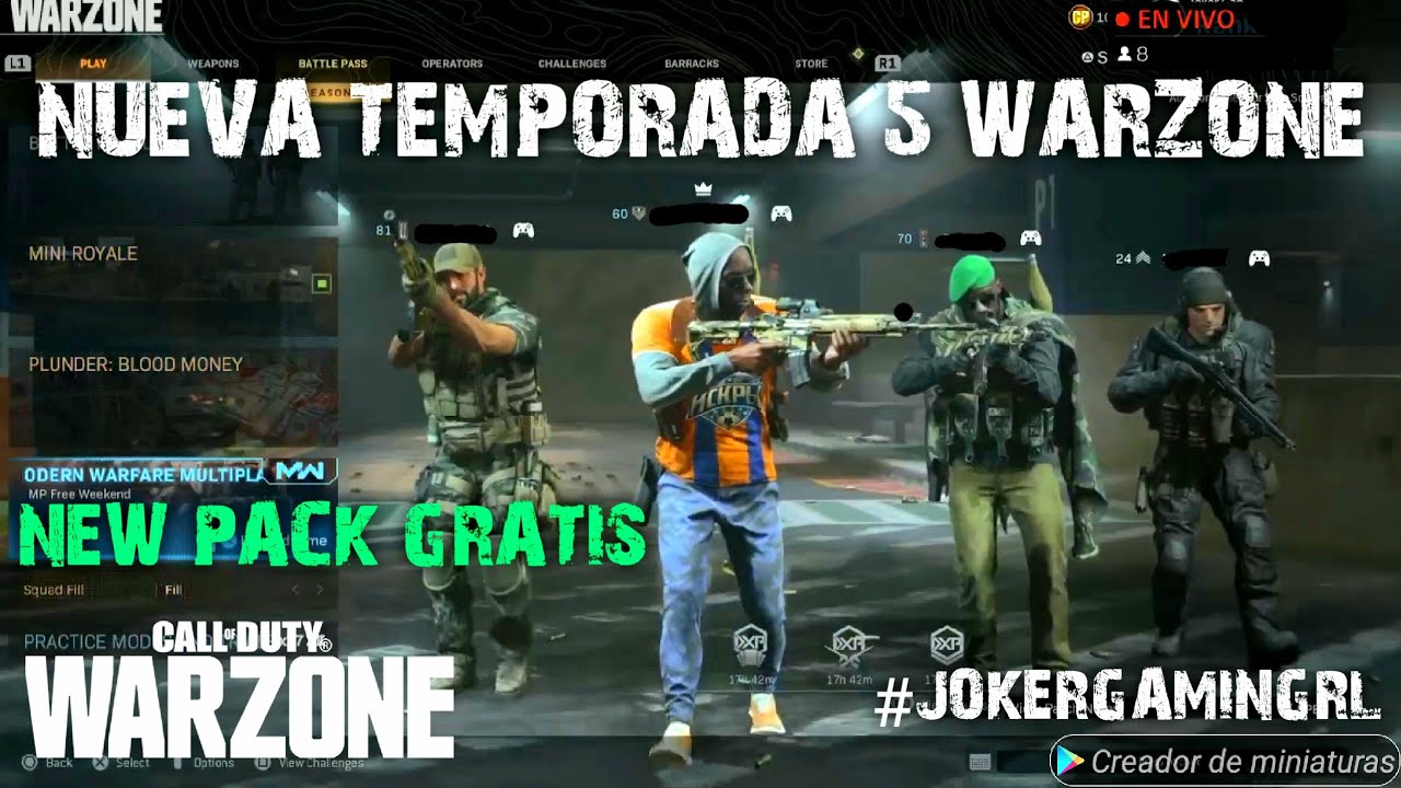 CALL oF DUTY WARZONE TEMPORADA 5 PACK GRATIS PARA USUARIOS PLUS Y GOLD PS4 XBOX 1