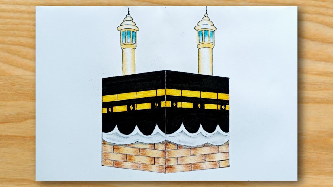 How To Draw Kaaba || Khana-E-Kaaba Drawing Step-by-step || Kaabah Shareef Drawing.