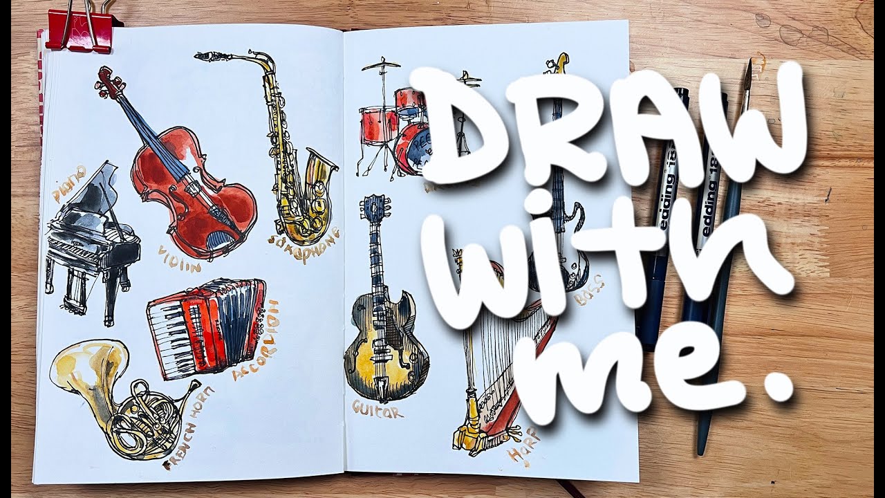 Draw with Me: Musical instruments