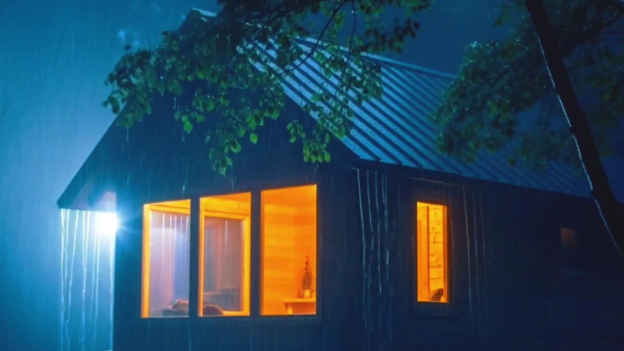Powerful Rainstorm & Occasional Thunder ⚡ | Dark Night Ambience | HEAVY RAIN | RAIN | RAIN SOUNDS
