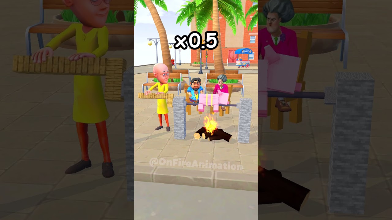 Skewer Rotation - x3 x2 x1 x0.5 x0.3 with Motu Patlu x Scary Teacher - #animation