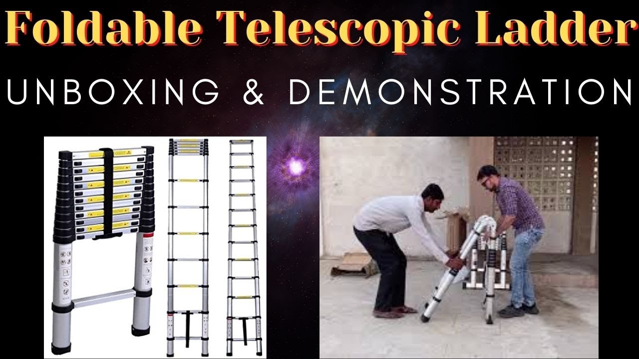Portable & Compact Aluminium Telescopic Ladder - The Perfect Solution for All Your DIY Needs!