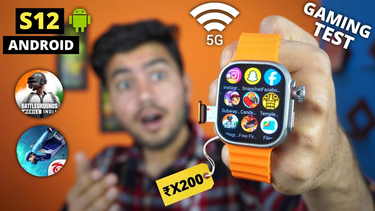 S12 5G Watch ⚡ Gaming Test 🔥 || I Played BGMI And Free Fire On S12 Android Watch ⚡ || #watch