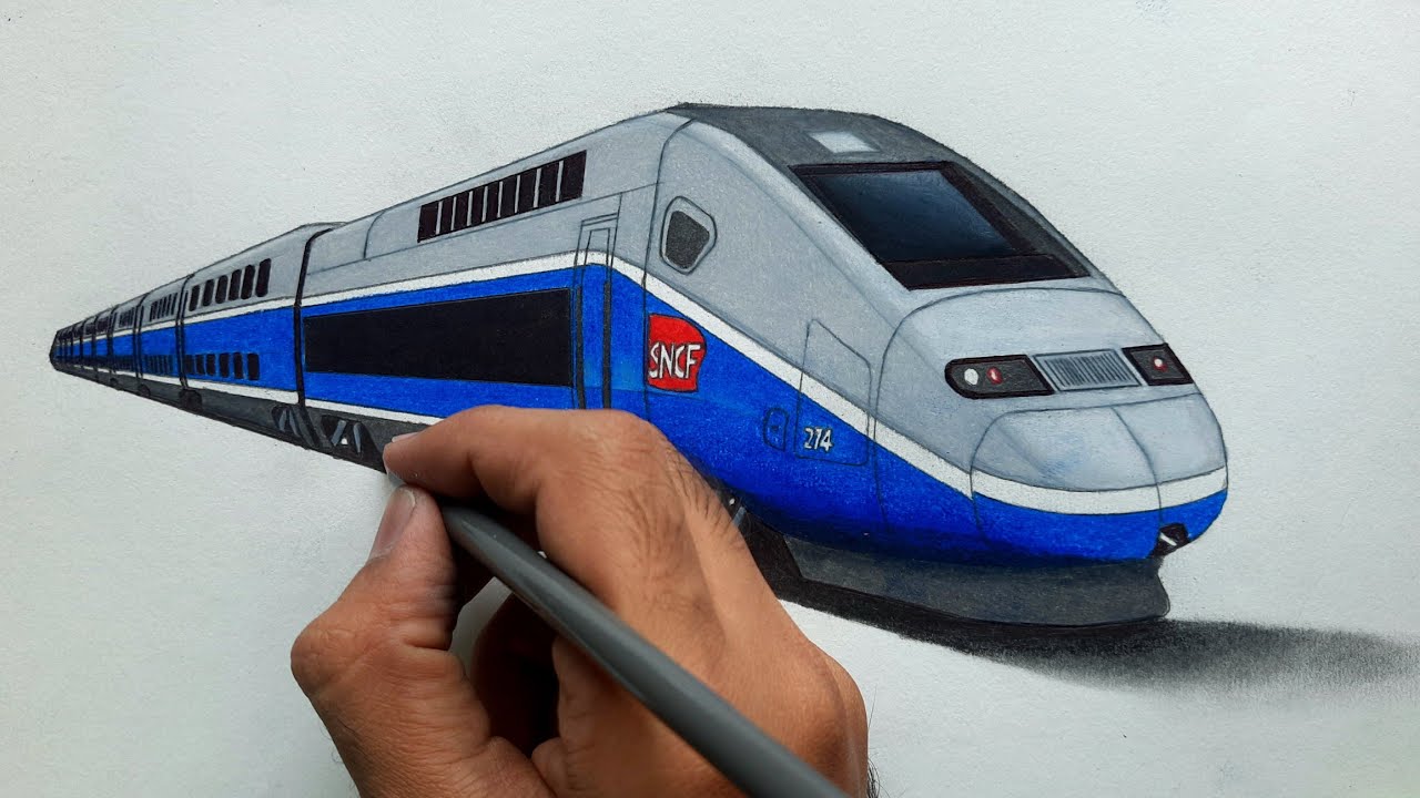 Drawing the superfast French TGV !! Train à Grande Vitesse sketch