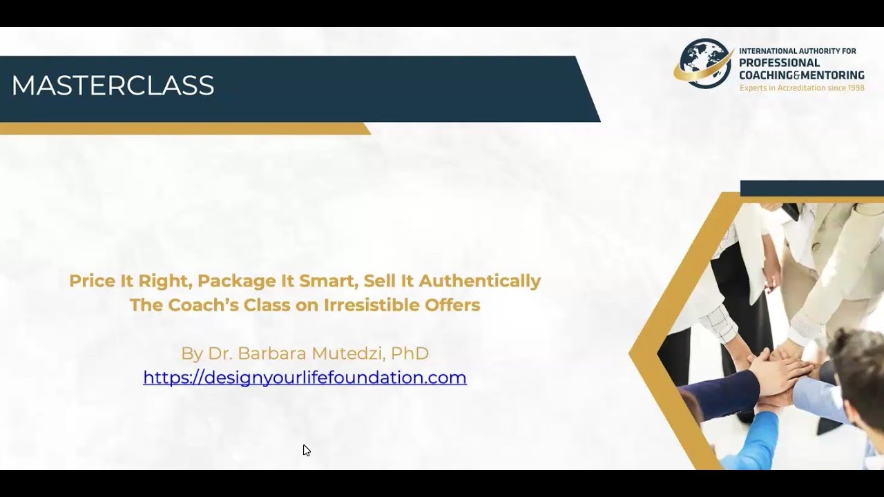 IAPC&M Masterclass: Pricing & Packaging your Coaching Products & Services with Barbara Mutedzi