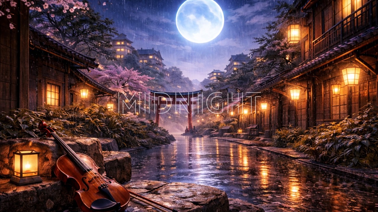 Blue Moon Under Neon Rain (Midnight Violin) 🌙 | Lofi Beat