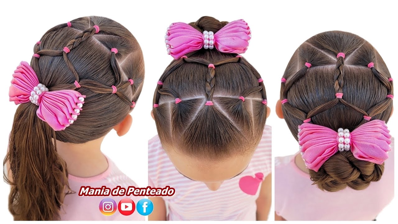 Penteado Infantil Fácil em Coque ou Rabo de Cavalo | Easy Bun or Ponytail Hairstyle for Girls 🥰💕