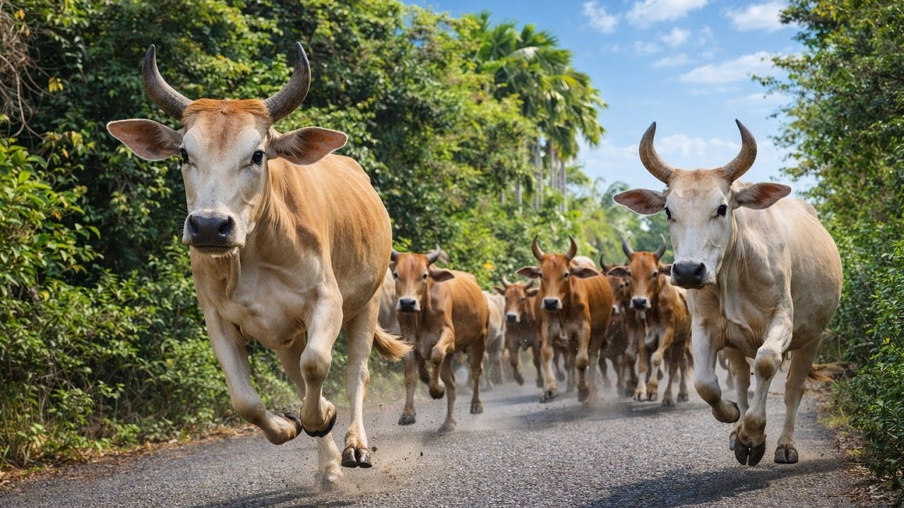 Gembala Puluhan Kawanan Sapi Lembu Kampung Berlari Di Perkampungan | NIKMATI KESERUANNYA MOOOOOOOOOO
