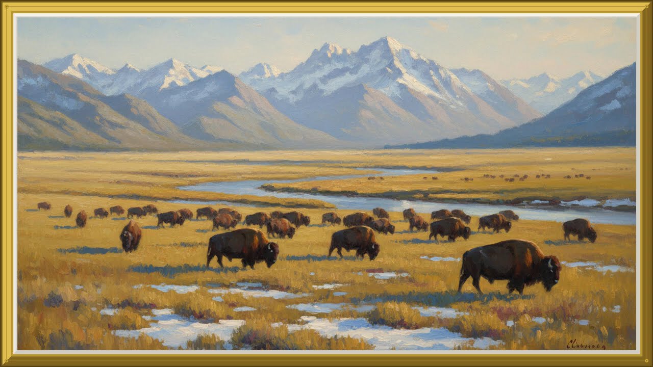 Yellowstone Impressionism Framed Landscape Paintings | Art for TV | Canvas & Frame Vol. 1