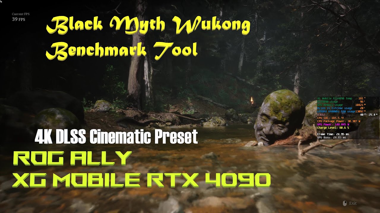 ROG Ally & XG Mobile RTX 4090 - Black Myth Wukong Benchmark Tool - 4K DLSS Cinematic Preset