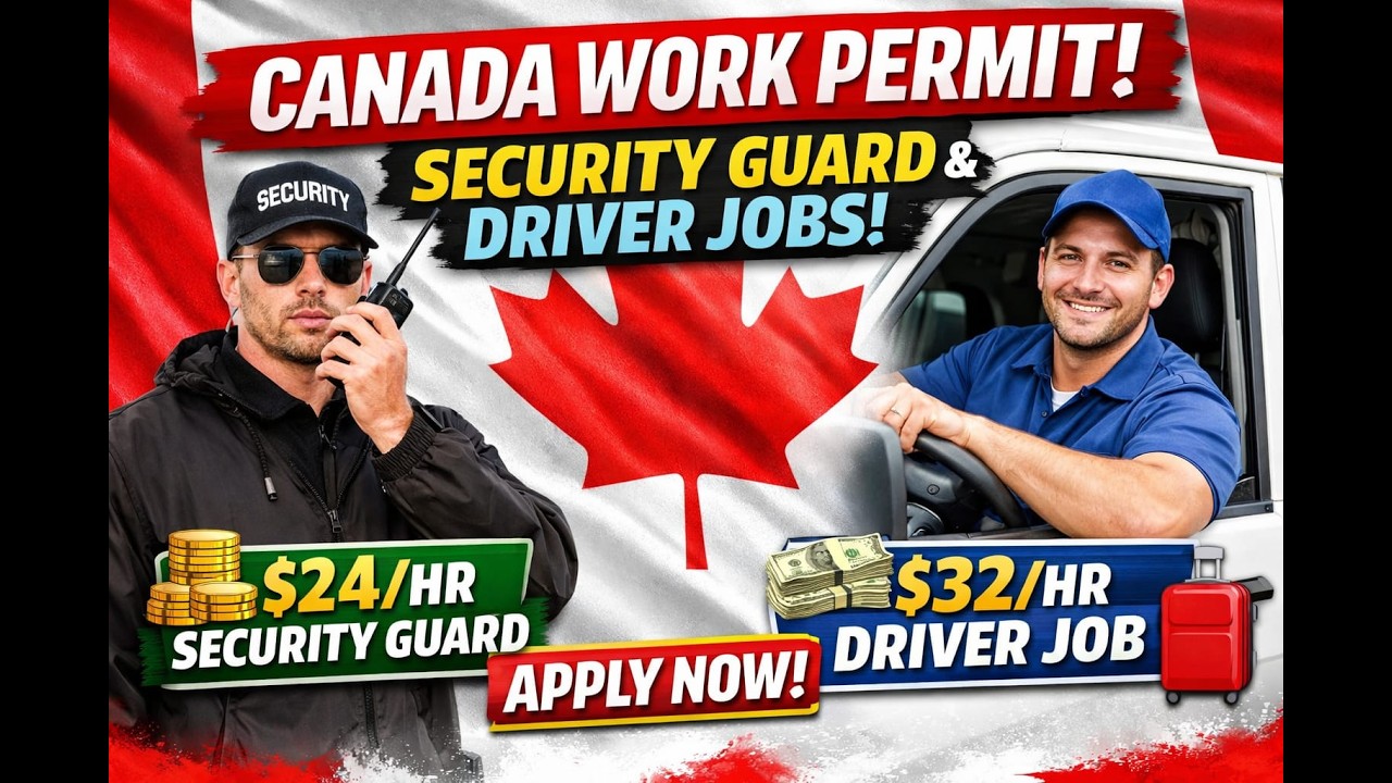 Canada Work Permit 2026 🇨🇦 | Driver & Security Guard Jobs in Edmonton | Salary Up to $32 CAD/Hour