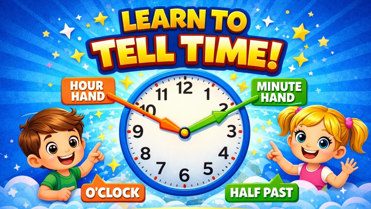 Learn to Tell Time for Kids | Clock Reading Made Easy | Hour & Minute Hand