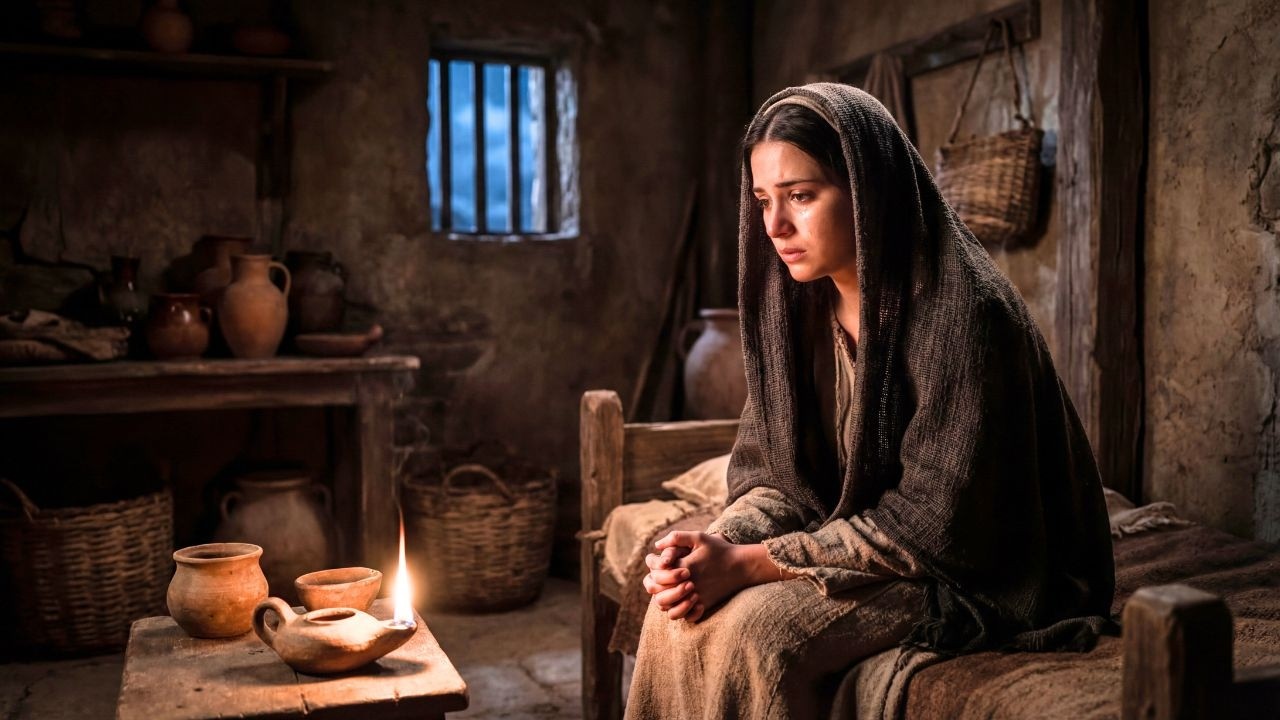 A última noite de uma jovem virgem antes do casamento nos tempos de Jesus | Reconstrução IA