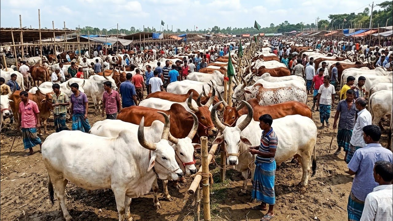 ১৩/০৩/২৬/  ঈদ উপলক্ষে ভরপুর  আমদানি হচ্ছে ইন্ডিয়ান বর্ডার ক্রোস  বলদ গরু জয়পুরহাট গরুর হাট#cow 