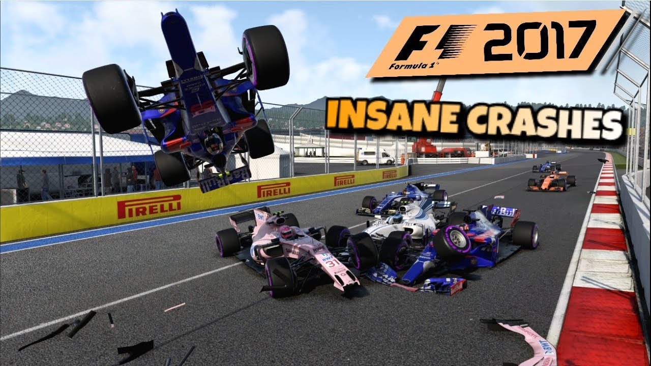 F1 2017 Game: INSANE CRASH COMPILATION
