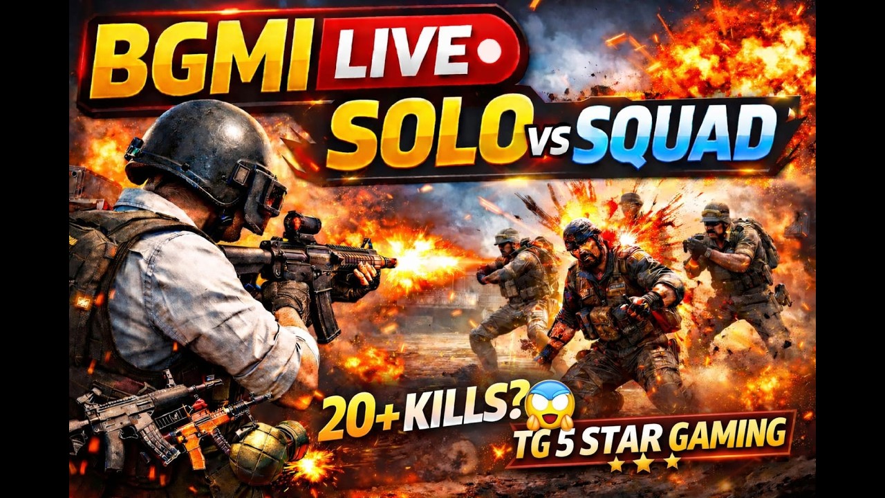 BGMI LIVE 🔴 Solo vs Squad | 20+ Kills 😱 | TG 5 STAR GAMING