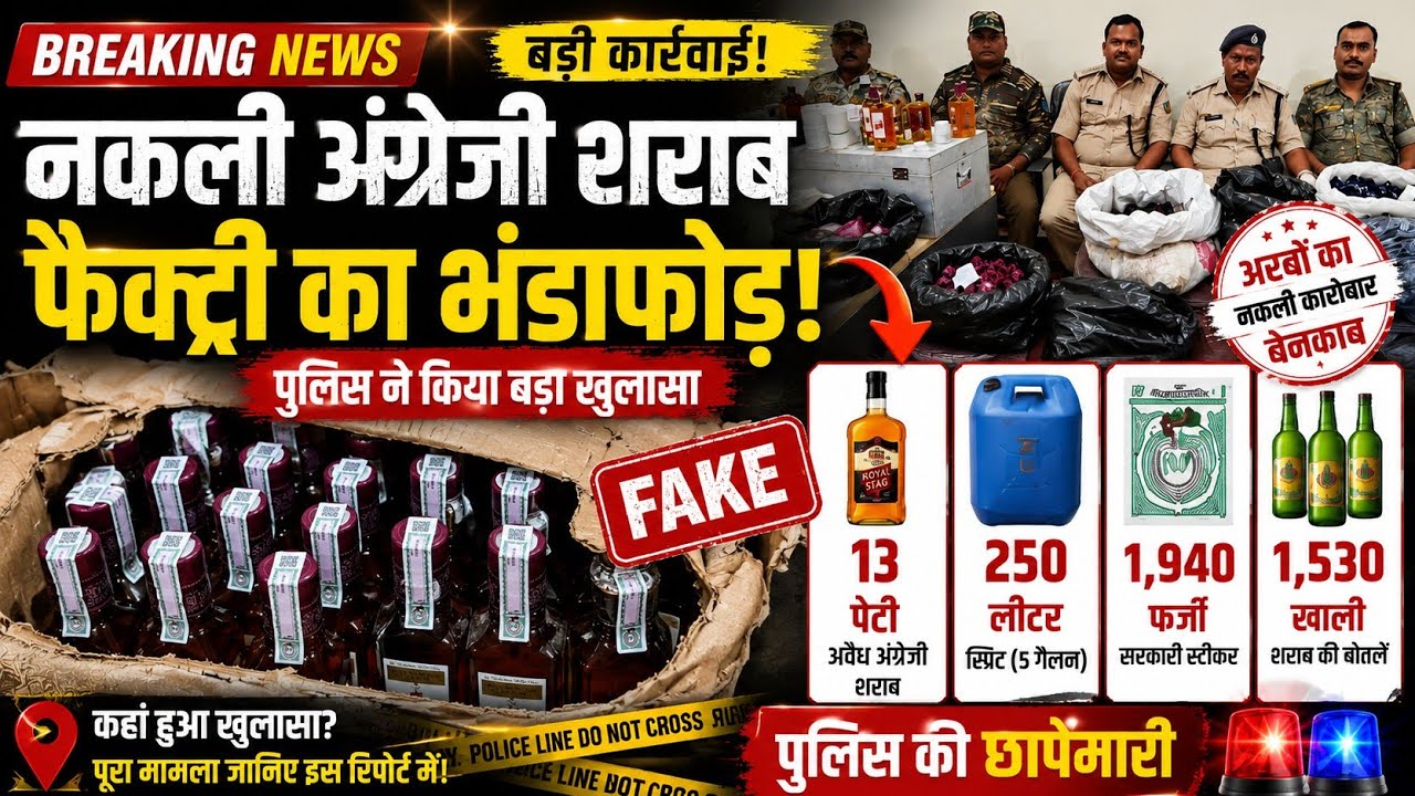 🚨 Fake Liquor Factory Busted | Police Seized 250 Litres Spirit, 1940 Fake Stickers | Breaking News