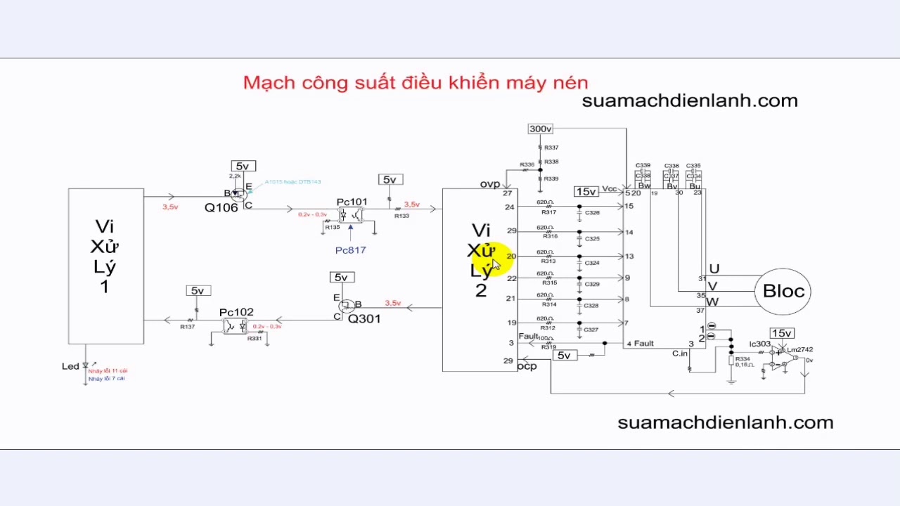 Bệnh khó nhất trên tủ lạnh Hitachi Inverter. Khối công suất điều khiển Bloc