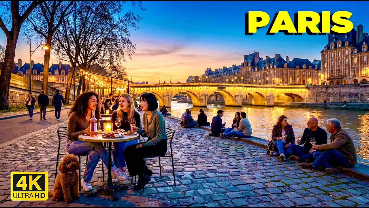 🇫🇷 09 MARCH 2026 Paris Walk 4K60 fps ☀️ Evening, Le Marais, La Seine Banks, Parisian Caf&eacute;