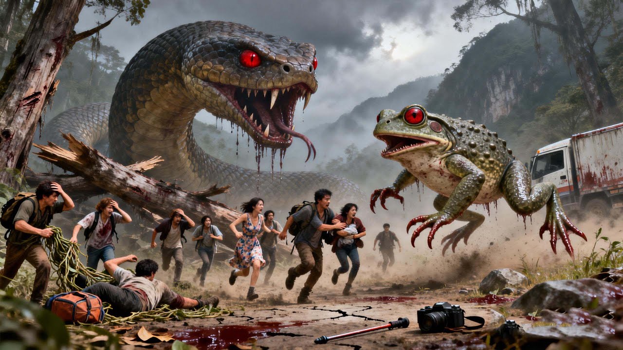 The tour group is under attack from giant frogs and snakes! Everyone's lives hang in the balance!