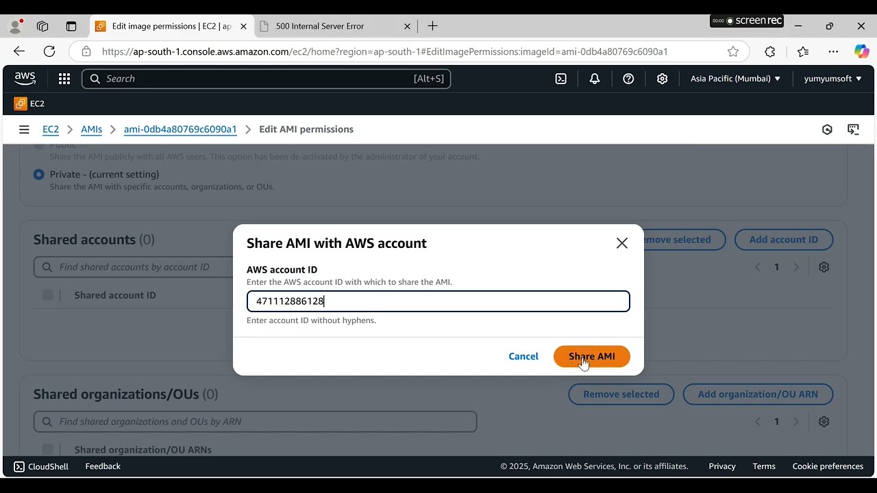 How to share Amazon ec2 AMI to another Amazon account Privately? 🧐