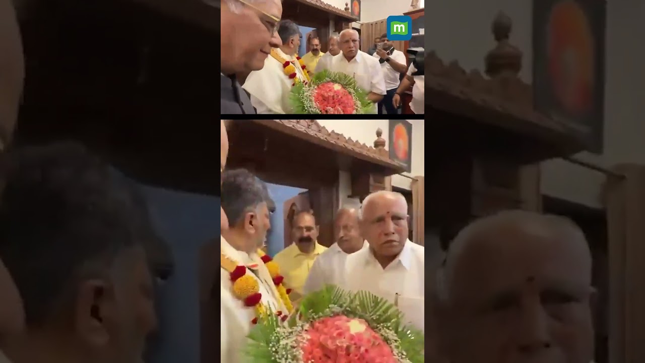 #WATCH | 🤝 BS Yeddyurappa Meets CM-Designate DK Shivakumar Ahead of Karnataka Oath Ceremony