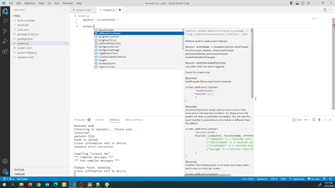 Demo of MIT App Inventor programming using JavaScript inside VSCode