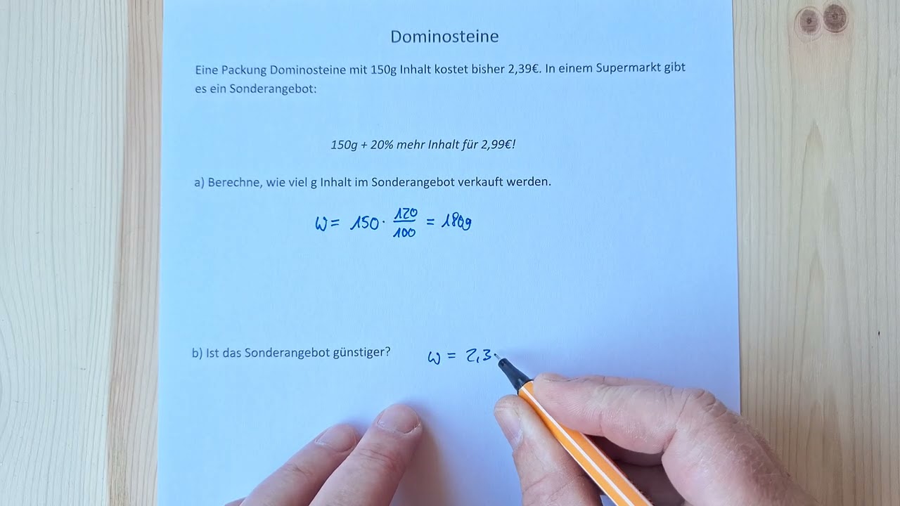 Dominosteine im Angebot! Günstiger? Prozentrechnung