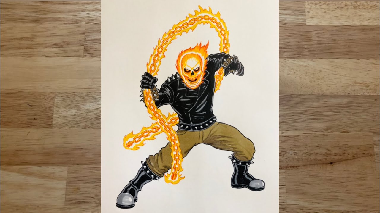 How to draw Ghost Rider (full body)