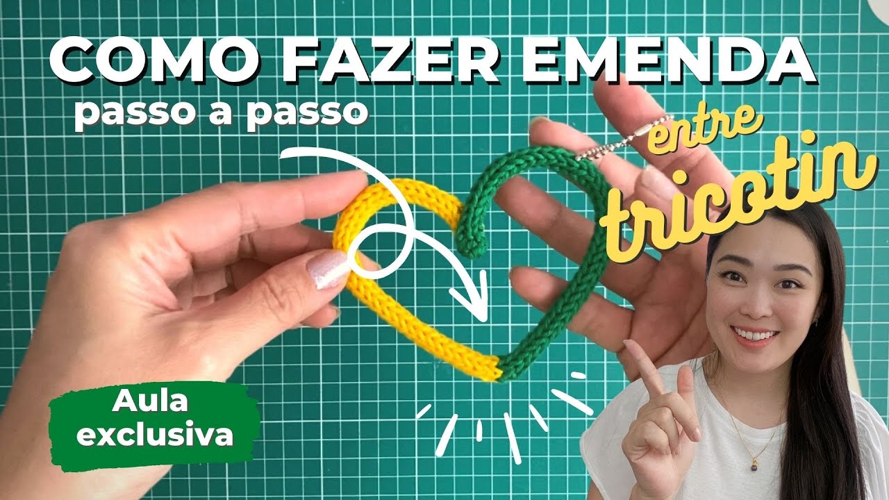 COMO FAZER EMENDA ENTRE TRICOTINS | Emenda Invisível Passo a Passo Aula de Tricotin Gratuita!