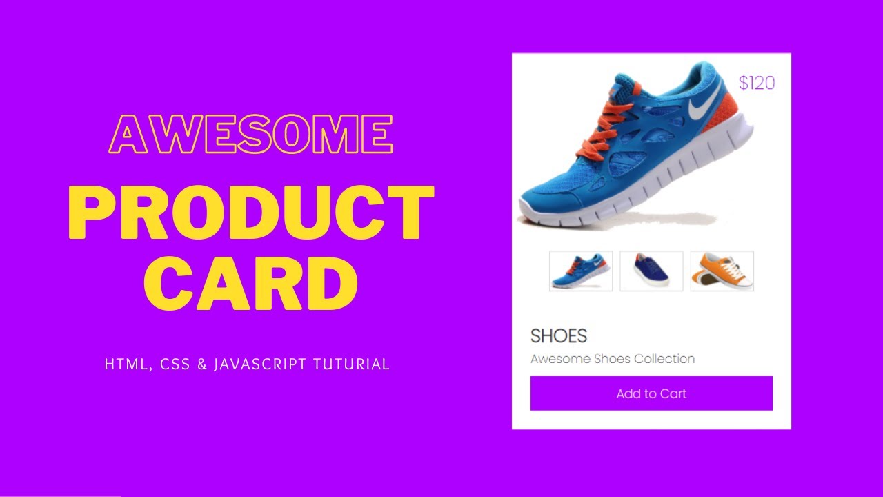 Awesome Product Card UI Design with HTML, CSS and JavaScript | Add to Cart  | E-Commerce Card Design