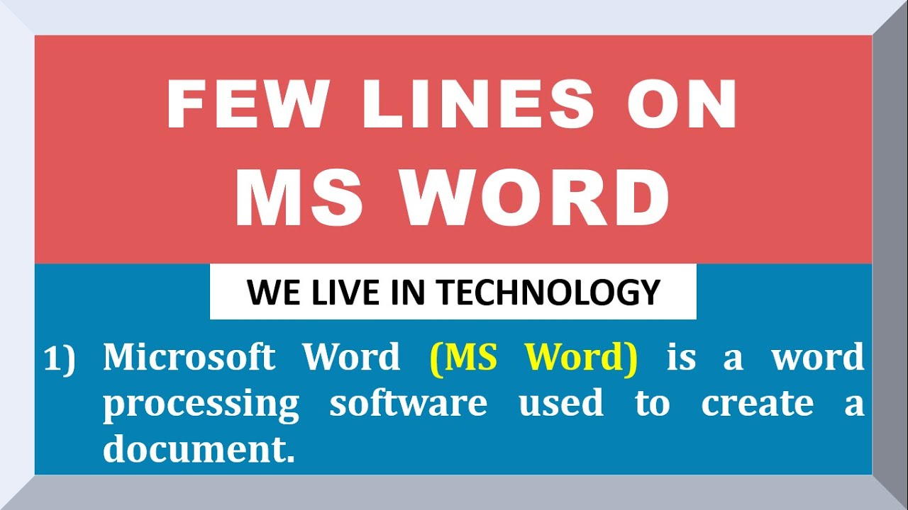 Few Lines on MS Word in English | Microsoft Word | 10 Lines on MS Word