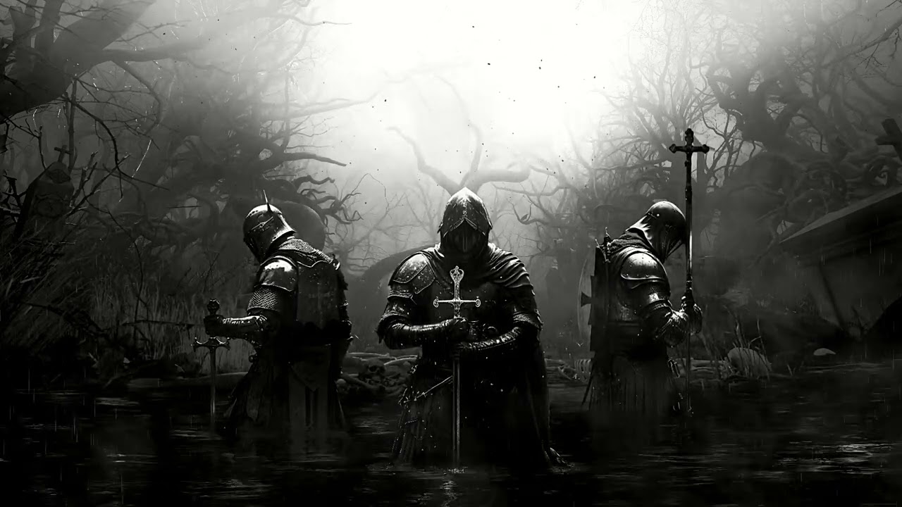 2 Hours of Silent Templar Vigil | Dark Medieval Rain & Aftermath Ambience