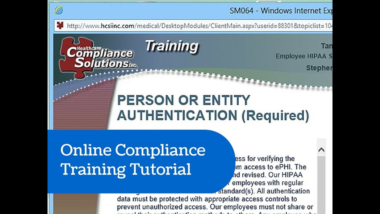 Healthcare Compliance Solutions Inc. Online Compliance Training Tutorial