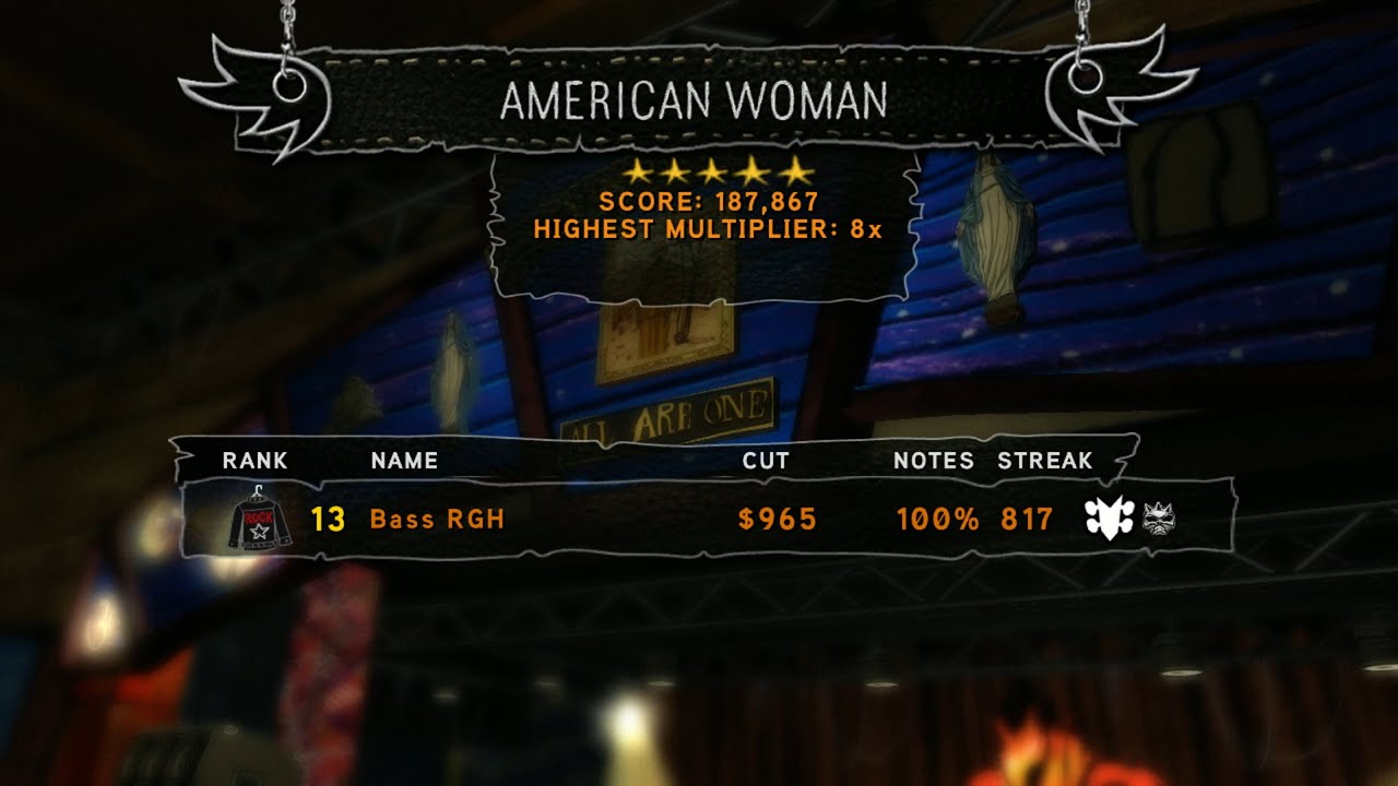Guitar Hero: World Tour FC "American Woman" on Bass (187,867)