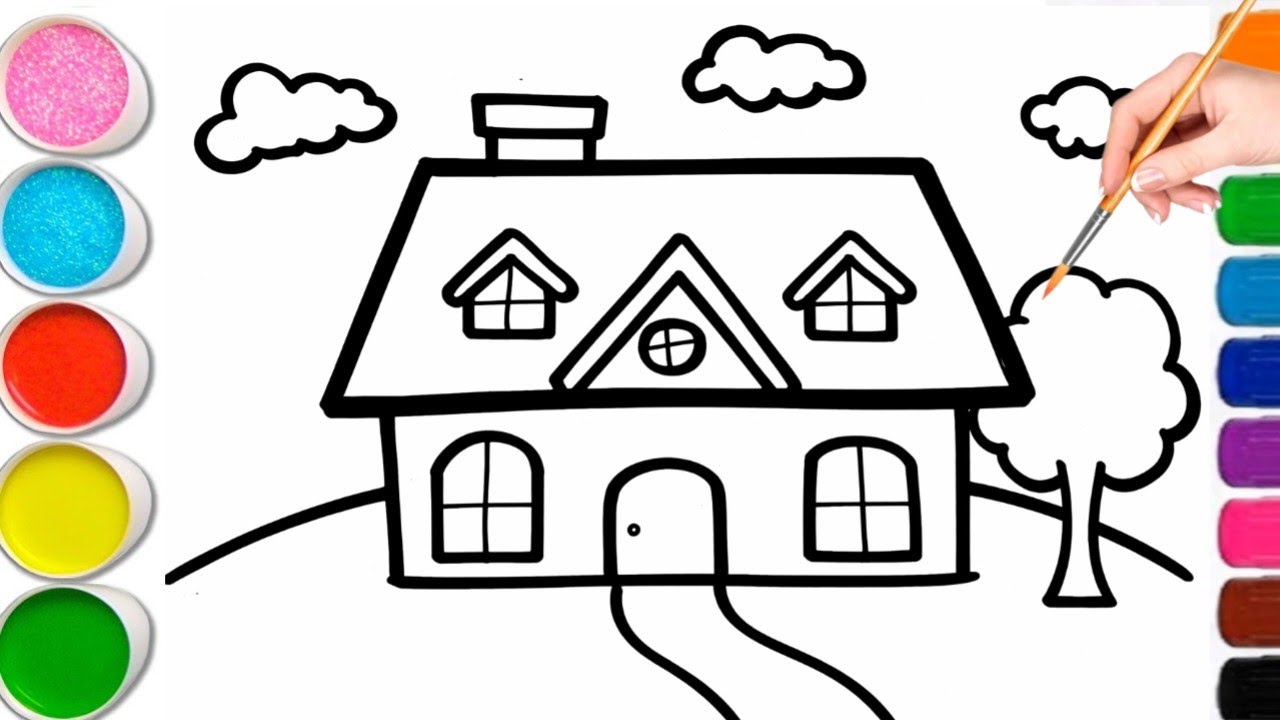 How to Draw a House Step by Step 🏠 | Easy Drawing and Colouring for Beginners