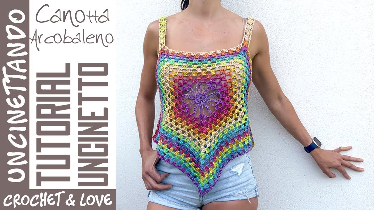 Tutorial Uncinetto - Canotta con 2 Mattonelle Pentagonali in tutte le Taglie